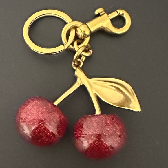 Gold and Red Cherry Keychain Bag Charm. NWOT. No Scratches. - Picture 2 of 5